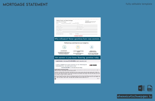 US-amerikanischer IBC-Bankhypothekenauszug im Word- und PDF-Format, 3 Seiten, Beispielvorschau